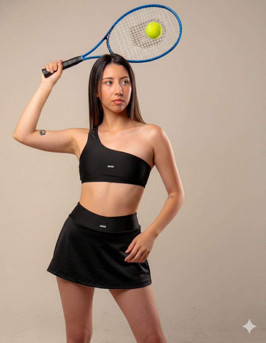 Conjuntos top  asimetrico + falda short